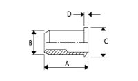 Rivet Nut - Round Flat Head - Steel - M8