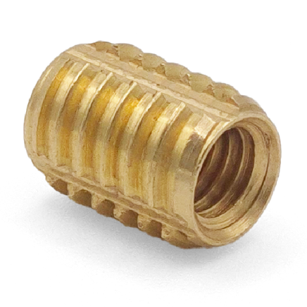 Short brass Screwfit self-tapping threaded insert for plastics