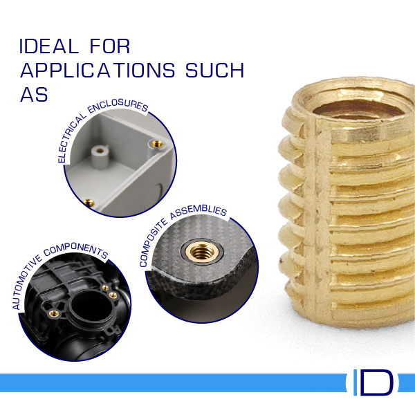 Regular length threaded insert for plastic and composite materials