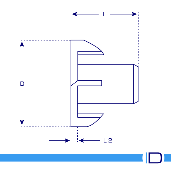 Schematic drawing of threaded stainless steel T-Nut insert