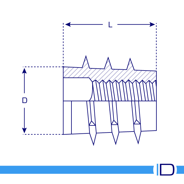 Schematic drawing of yellow passivated Type E insert