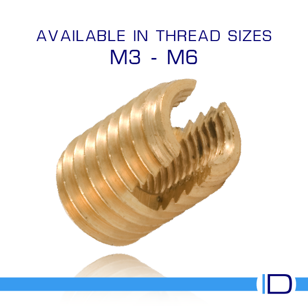 Self-tapping brass insert with fine external thread profile