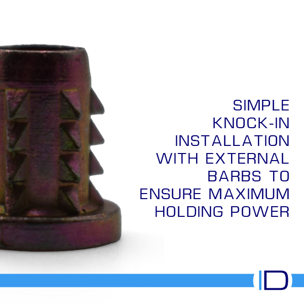 Barbed zinc alloy Type B insert with yellow zinc finish