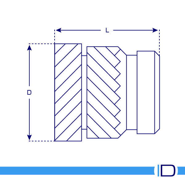 Unheaded heat installed insert schematic drawing