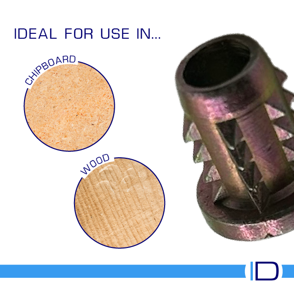 Type B insert for chipboard, MDF, and plywood fixings
