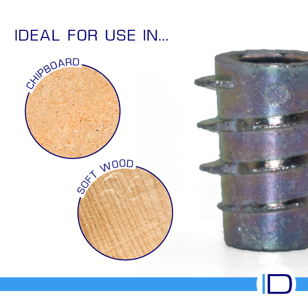 Unheaded Type E insert for hardwood and MDF fixings