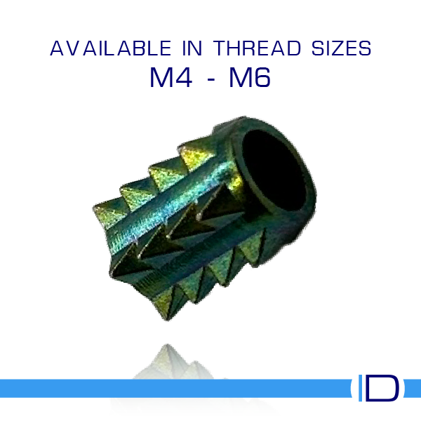 Yellow zinc plated Type A insert for smooth wood finish