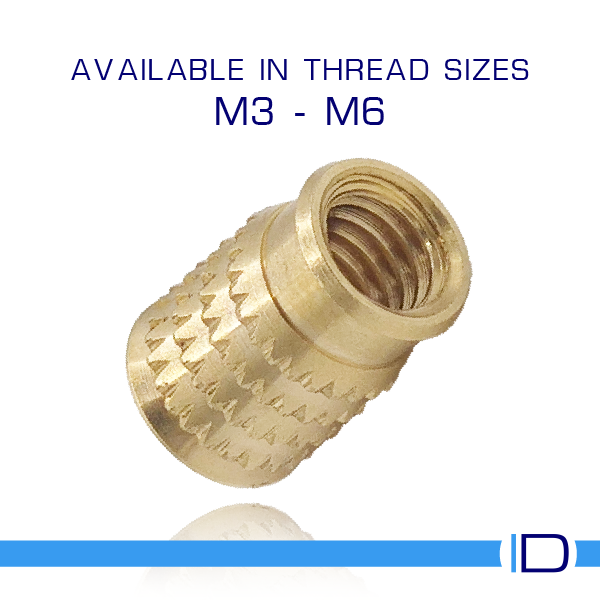 Brass threaded inserts designed for use in plastic injection mouldings