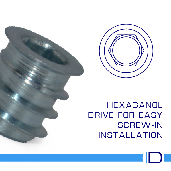 A2 stainless steel hex drive insert for timber fixing