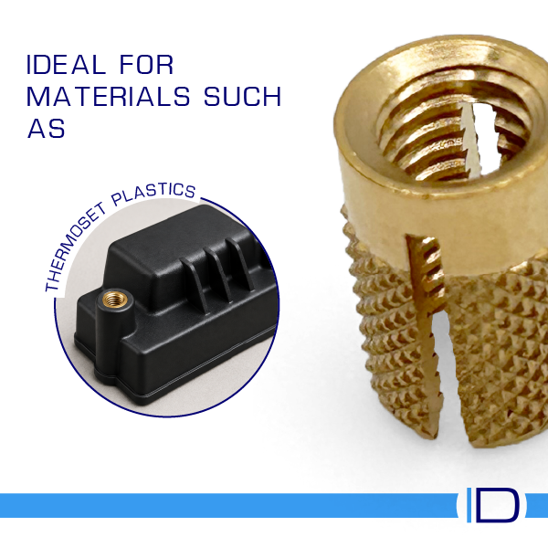 Brass expansion threaded insert designed for plastic components