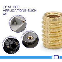 Regular length threaded insert for plastic and composite materials