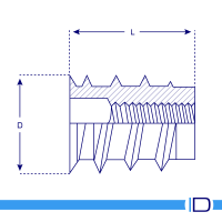 Schematic drawing of stainless hex drive insert with flange head