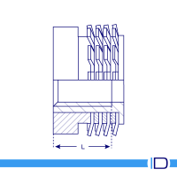 Schematic drawing of Keep-Nut 4 Crown stainless steel insert showing four crown design and plastic ring