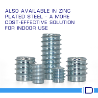 Woodfit unheaded steel threaded insert for wood