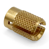 Unheaded slotted brass press-in expansion insert with diamond knurl