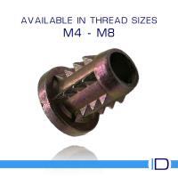 Knock-in Woodfit Type B insert showing flange and barbs