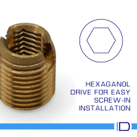 Threaded insert with hexagonal drive