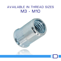 Low-profile, reduced head Rivnut Nut for metal applications