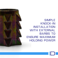 Zinc alloy Type A insert showing barbed outer surface