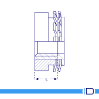 Schematic drawing of Keep-Nut 2 Crown stainless steel insert showing two crown design and plastic ring