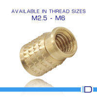 Brass threaded inserts designed for use in plastic injection mouldings