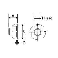 T-Nut - Steel - M4x8mm