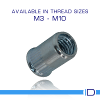 Low-profile, reduced head Rivnut Nut for metal applications