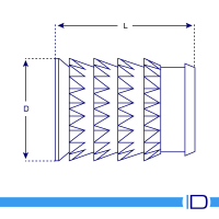Schematic drawing of Multifit brass threaded insert