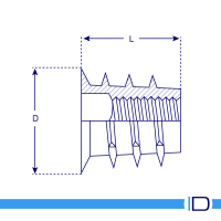 Schematic drawing of yellow zinc plated Type D insert with flange head
