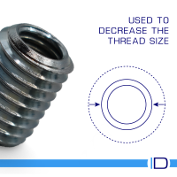 Threaded insert to decrease thread size