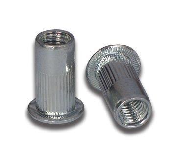 Rivet Nut - Round Flat Head - Steel - M8