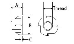 T-Nut - Steel - M6x9mm